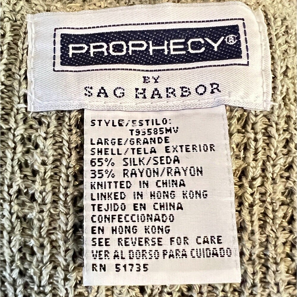 Prophecy By Sag Harbor Silk Blend Top Blouse Size L Knit Short Sleeves Buttons - Picture 6 of 7